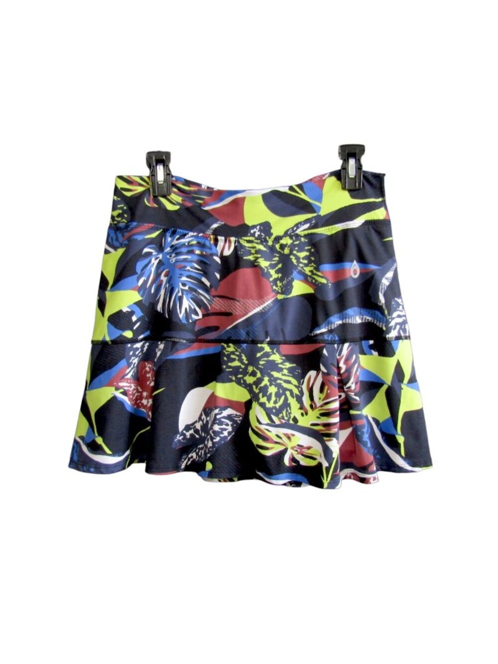 Dona Jo Black Tropical Floral Tennis Skort Golf Pickleball Skirt Pockets Size XL